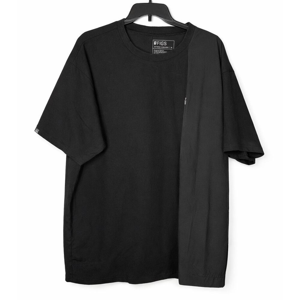 FIGS Technical Black Scrub Top Shirt Size XL Soft Stretch Medical Workwear